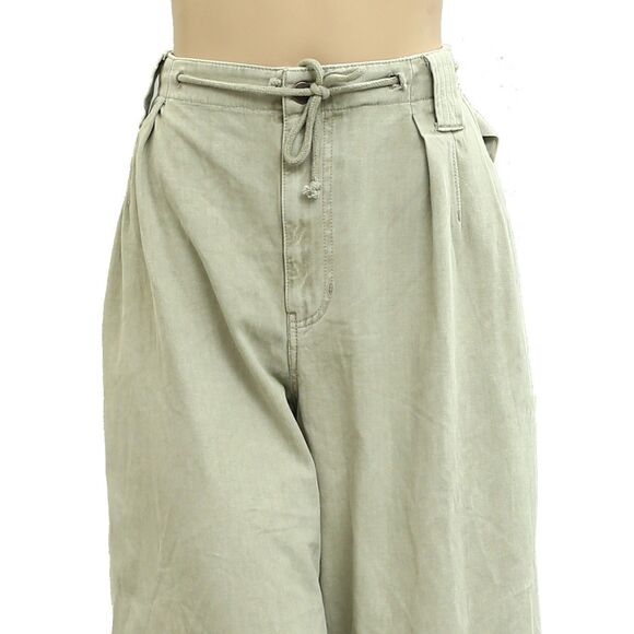 Free People Julien Wide-Leg Chino Trousers Pants Pleated Cotton XL NEW 282569 - Picture 6 of 8
